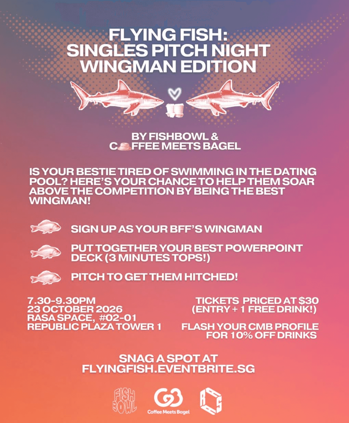Image for Flying Fish: Singles Pitch Night Wingman Edition by Fishbowl x CMB